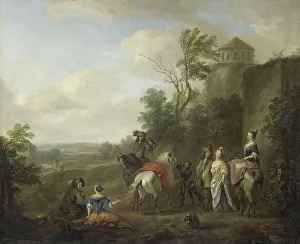 Falconry Prints: A Hunting Party, 1700-1733. Creator: Carel van Falens