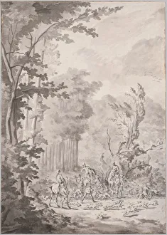 Le Vieux Prints: A Hunting Party at Marly, late 17th or early 18th century. Creator: Jean Baptiste Martin