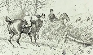 Stubborn Prints: Hunting Scene: Horse and Thrown Rider, 1867/83. Creator: Francis Arthur Fraser