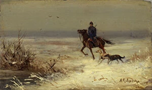 Autumn Landscape Gallery: On the Hunting, Second Half of the 19th cen.. Artist: Kivshenko, Alexei Danilovich (1851-1895)
