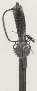Flintlock Prints: Hunting Sword combined with Flintlock Pistol, England, 1725. Creator: Unknown