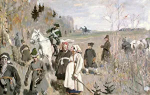Hunting at the time of the tsar Peter The Great, 1907. Artist: Vinogradov, Sergei Arsenyevich (1869-1938) Hunting at the time of the tsar Peter The Great, 1907. Artist: Vinogradov, Sergei Arsenyevich (1869-1938)