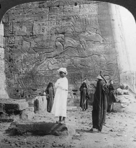 Pharaoh Prints: The hunting of the wild bull, carved on a tempkle wall at Medinet Habu