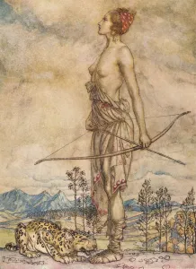 Leopard Prints: The Huntress Diane, c1920. Artist: Arthur Rackham