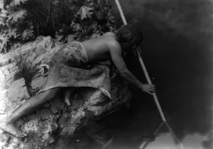 Subsistence Prints: Hupa fisherman, 1923. Creator: Edward Sheriff Curtis
