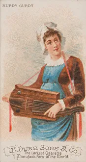 Schumacher And Prints: Hurdy Gurdy, from the Musical Instruments series (N82) for Duke brand cigarettes, 1888