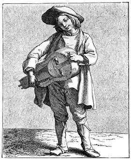 Bouchardon Prints: A hurdy-gurdy player, 1737-1742. Artist: Bouchardon