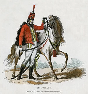 Antoine Charles Horace Vernet Collection: A hussar, early 19th century (1882-1884). Artist: Jean Duplessis-Bertaux