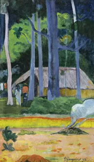 Cloisonism Collection: Hut under Trees (Cabane sous les arbres), 1892. Artist: Gauguin, Paul Eugene Henri (1848-1903)