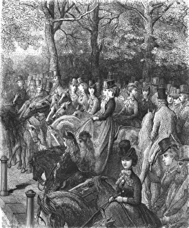 Riding Hat Prints: Hyde Park Corner-The Row, 1872. Creator: Gustave Doré