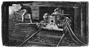 Hydraulic Prints: Hydraulic coal cutting machine, named The Iron Man, 1867
