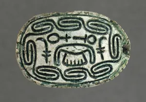 Hyksos Scarab with Foreign King's Name (image 1 of 2), 13th-16th Dynasties (1786-1569 B.C.). Creator: Unknown