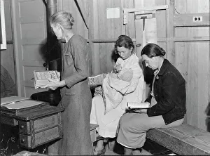 Co Operation Prints: Hymn singing at meeting of Mothers Club in Arvin migrant camp