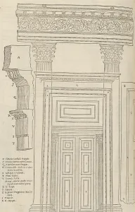 I dieci libri dell'architettura di M. Vitruvio tradutti et commentati da monsignor Barbaro... 1556. Creators: Vitruvius, Andrea Palladio, Daniele Barbaro, Giuseppe Porta