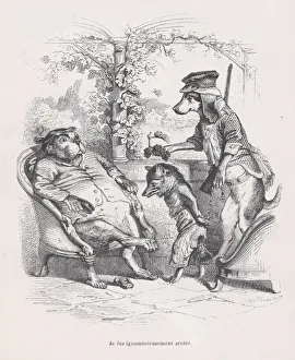 J J Grandville Prints: I was ignominiously arrested from Scenes from the Private and Public Life of Animal