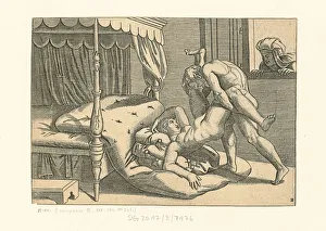 Ancient Greek Gallery: I Modi. Position 9, 1530-1540. Creator: Raimondi, Marcantonio, (after)