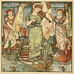 I Saw Three Ships, from Walter Cranes Painting Book, pub. 1889 (colour lithograph), 1889