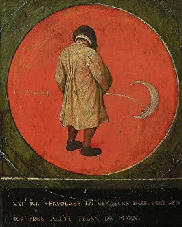 Antwerp Collection: Whatever I do is in vain. I piss at the moon. 1558. Creator: Bruegel (Brueghel)