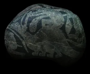 The ica stone. A man killing a dinosaur. Creator: The Ica stones