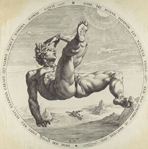 Round Collection: Icarus, from The Four Disgracers, 1588. 1588. Creator: Hendrik Goltzius