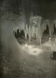 An Ice Cavern in the Winter. Photographed by the Light of Hurricane Lamps, c1908, (1909)