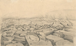 Ladislav Prints: Ice Floes on the River Poprad, around 1866-1868 Creator: Ladislav Mednyanszky