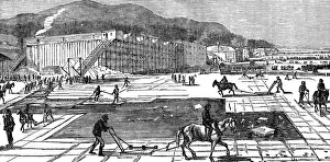 Ice gathering on the Hudson River near New York, USA, 1875