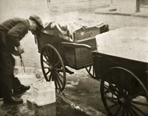 Ice man making his morning deliveries in West 10th Street, New York, USA, c1910s-c1930s(?)