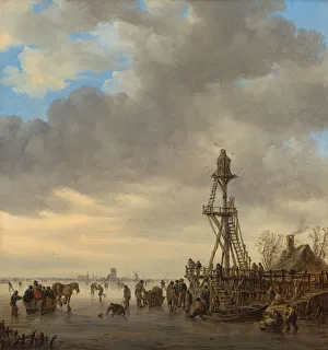 Goyen Jan Joseph Van Prints: Ice Scene near a Wooden Observation Tower, 1646. Creator: Jan van Goyen