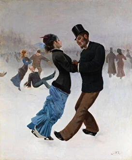 Ice Skaters, c. 1920. Artist: Klinger, Max (1857-1920)