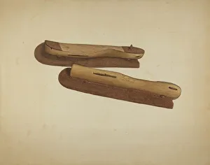 Watercolor And Graphite On Paperboard Collection: Ice Skates, c. 1940. Creator: Harley Kempter