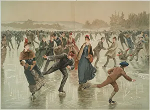 Winter Scene Prints: Ice skating, c.1880. Creator: Sandham, Henry (1842-1910)