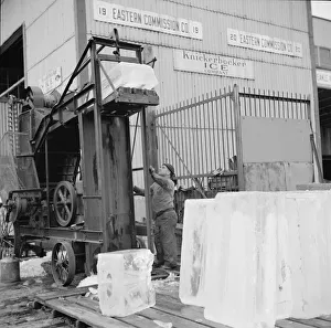 Ice used to store fish in ships, New York, 1943. Creator: Gordon Parks