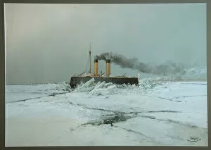 Arctic Ocean Gallery: Icebreaker Yermak, 1898. Artist: Karasin, Nikolai Nikolayevich (1842-1908)