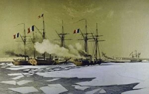 British Fleet Gallery: Icebreaking in the Dnieper Liman for the passage of Floating batteries, 1855-1856, 1860