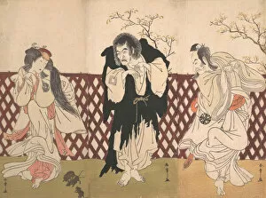 Triptych Of Polychrome Woodblock Prints Gallery: Ichikawa Danjuro IV in the Role of the Monk Mongaku from the Play Hana-zumo Genji-biki, 1775