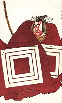 Images Dated 15th February 2011: Ichikawa Danjuro V in the Shibaraku role as Kato Shigemitsu, at the Nakamura-za, 1782