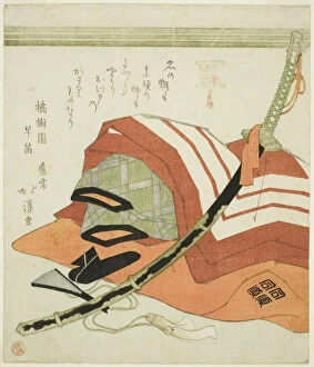 Surimono Collection: Ichikawa Danjuro's costume for Shibaraku, from the series 'Acting Skills of the Ichi... c. 1818/24