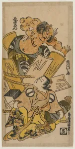 Ichikawa Monnosuke as a Courtesan and Nakajima Mioemon Bursting Out of a Barrel, c