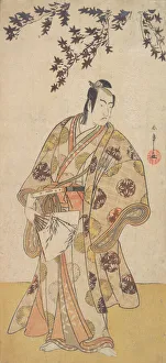 Yaozo Ichikawa Prints: The Third Ichikawa Yaozo as a Daimyo Standing Under a Maple Tree
