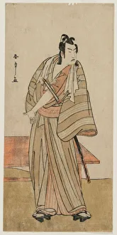 Katsukawa Shunsho Japanese Prints: Ichikawa Yaozo II as a Otokodate Standing by a Bench, c. 1780. Creator: Katsukawa Shunsho
