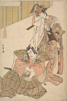 Yaozo Ichikawa Prints: The Third Ichikawa Yaozo and Mimasu Tokujiro, probably 1785. Creator: Shunsho