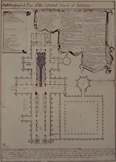 An Ichnographical Plan of the Cathedral Church of Salisbury, 1720-1780. Creator: Unknown