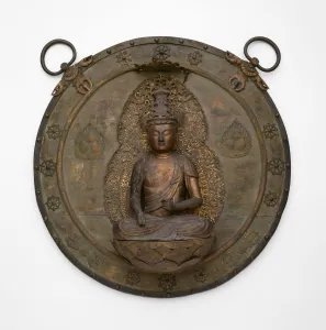 Ring Handle Prints: Icon Plaque (Kakebotoke) with Bosatsu, 13th century. Creator: Unknown
