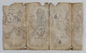Iconographic Drawing of Tantric Enlightened Beings (verso), c. 1500. Creator: Unknown