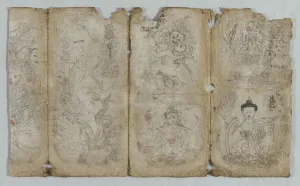 Iconographic Drawing: Vaishravana, Yama, Vsnisavijaya, Tara and Buddha (recto), c