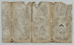 Iconographic Drawing: Vaishravana, Yama, Vsnisavijaya, Tara…(recto)... Enlightened Beings