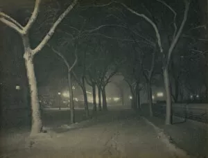 Street Lighting Gallery: An Icy Night, New York, 1898. Creator: Alfred Stieglitz