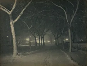 Carbon Print Prints: An Icy Night, New York, 1898. Creator: Alfred Stieglitz