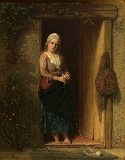 Front Door Prints: Ida, the Fisherman's Daughter at the Doorway, 1851. Creator: Jozef Israels